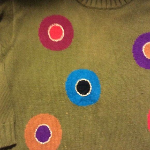 Hunt Club Knit Sweater Multi Color Olive Green Women’s Sz M Med Oversized 90s - Picture 7 of 16